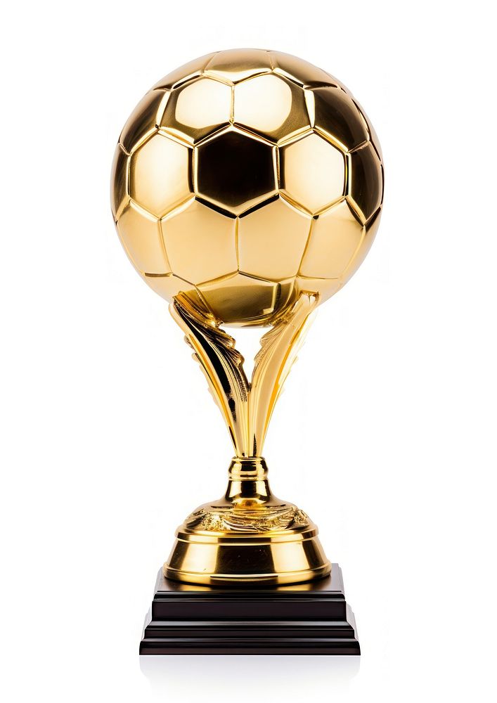 Soccer trophy football sports white background.