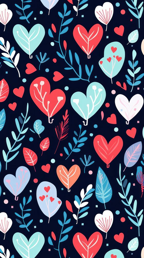 Hearts and leaves pattern backgrounds creativity.