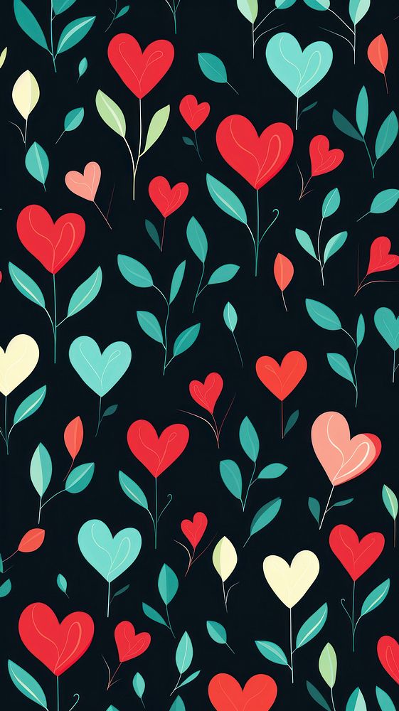 Hearts and leaves pattern backgrounds plant.