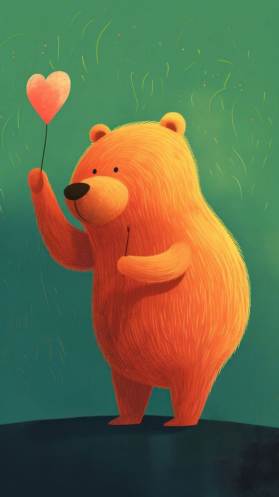 Teddy bear holding heart cartoon mammal representation.