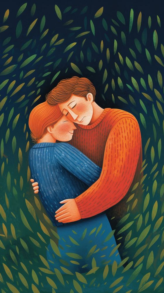 Couple love hugging adult art affectionate.