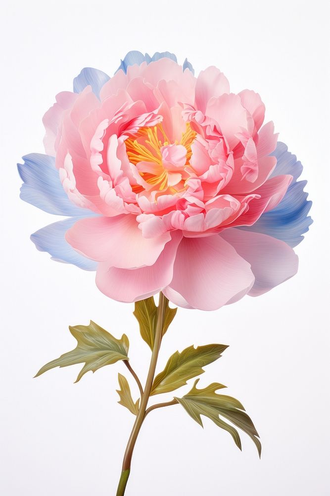A fully bloomed peony blossom flower plant.