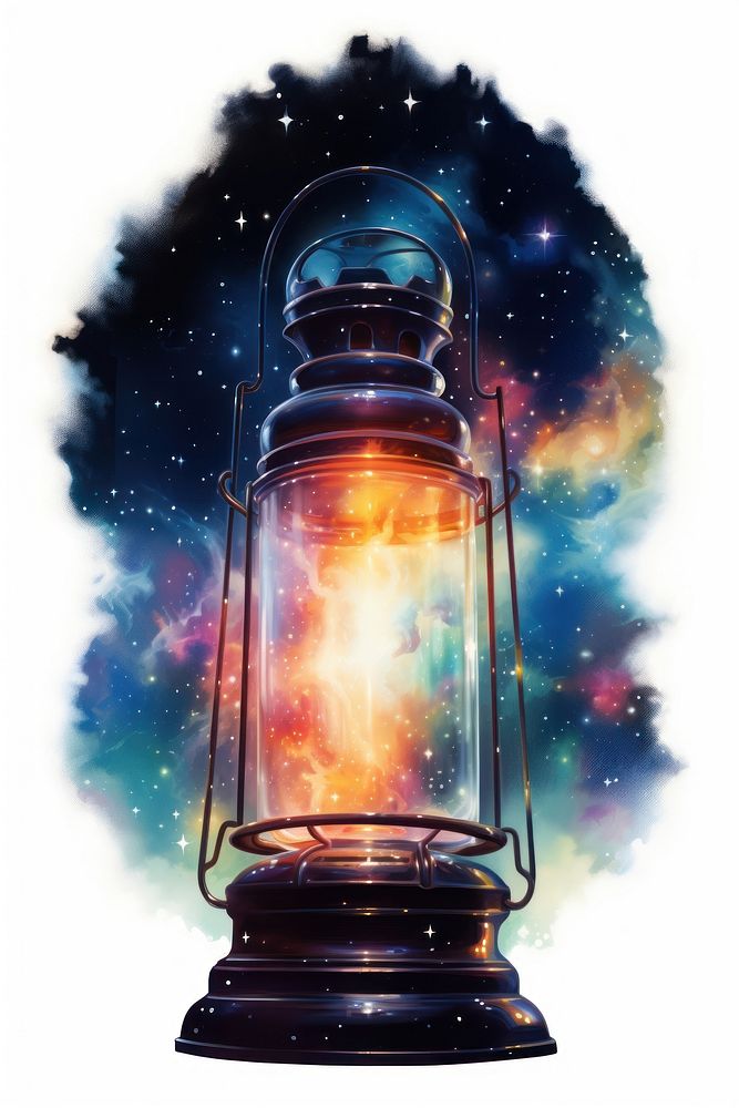 A galaxy in a Lantern lantern light white background.