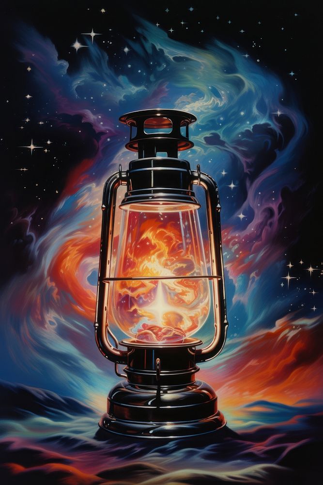 A galaxy in a Lantern lantern light art.
