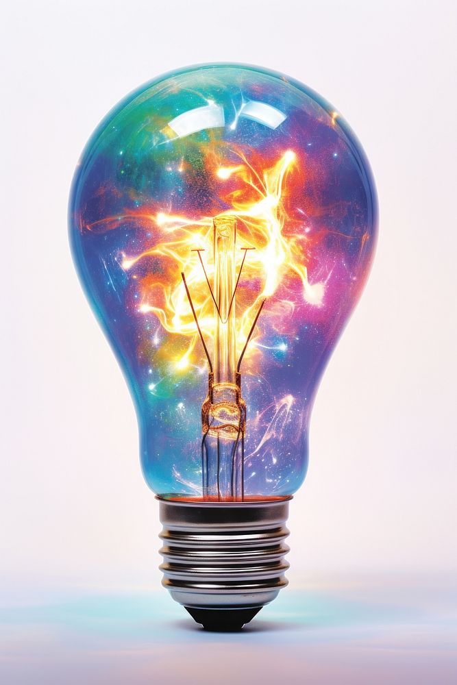 A galaxy in a lightbulb electricity illuminated innovation.