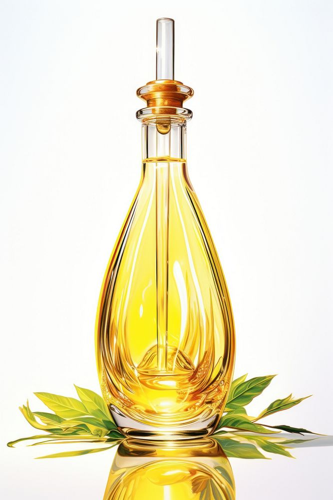 An essential oils bottle perfume white background refreshment.