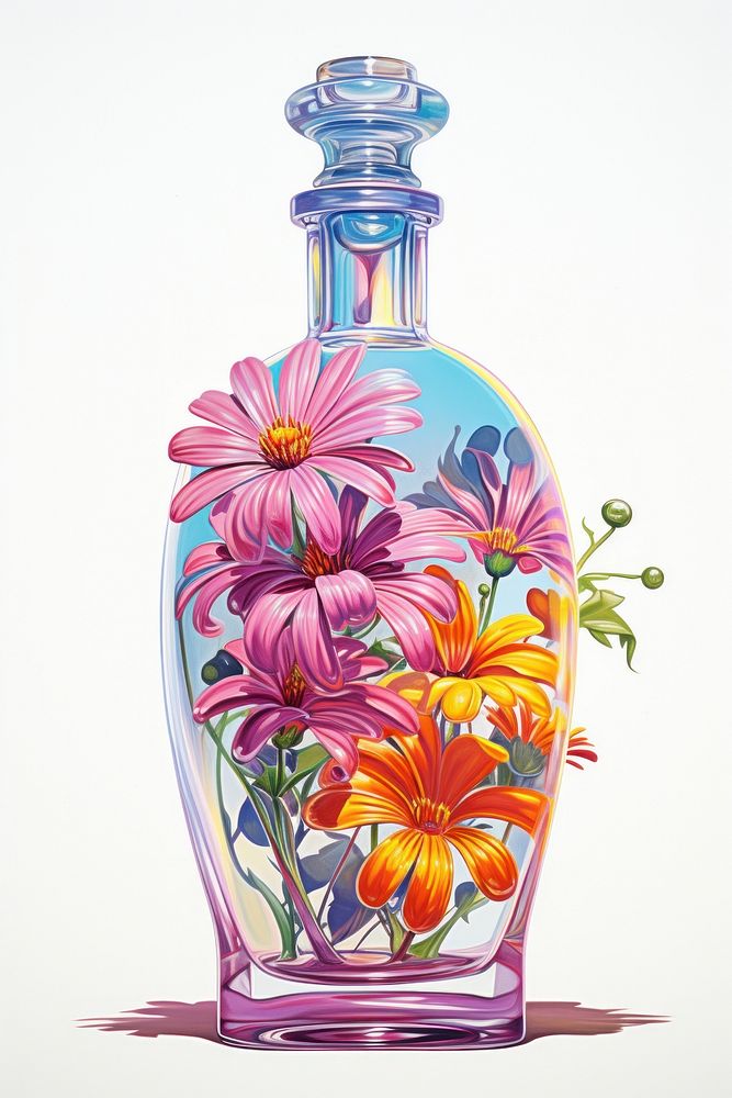 An essential oils bottle flower plant vase.