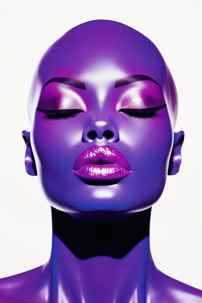 The African-American model woman purple fashion adult.