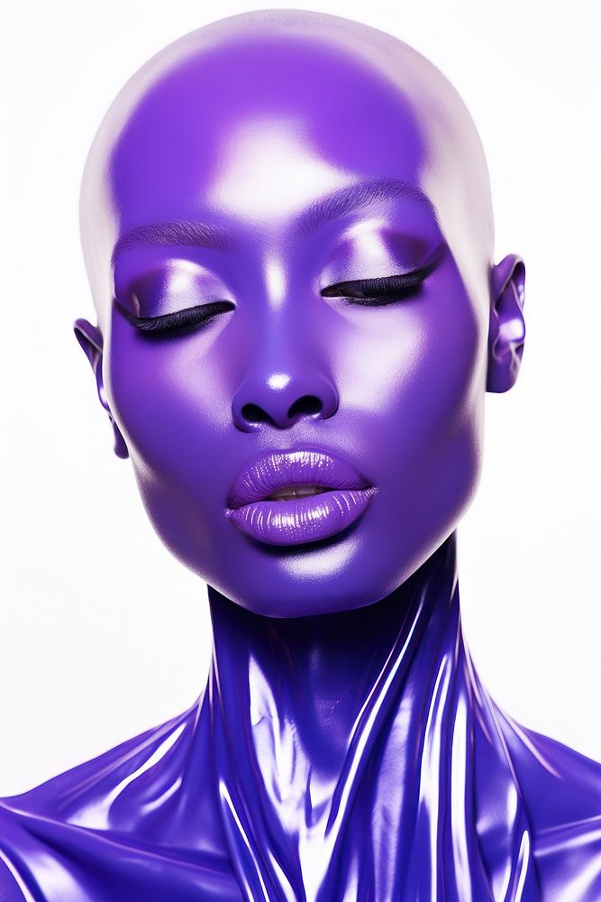 The African-American model woman purple fashion adult.