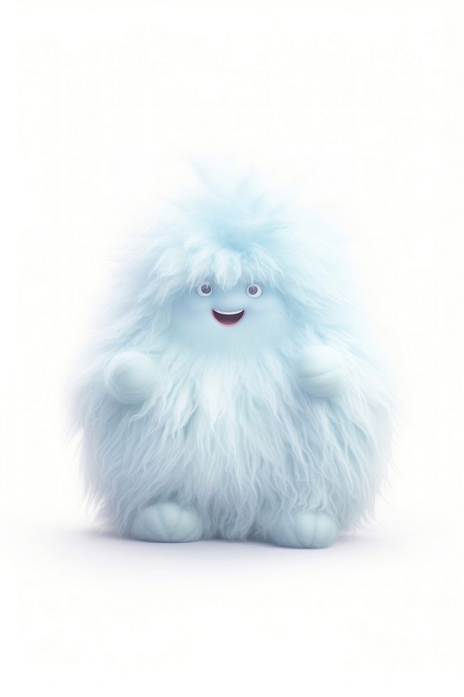 Fluffy blue circle monster wave hand mammal white toy.