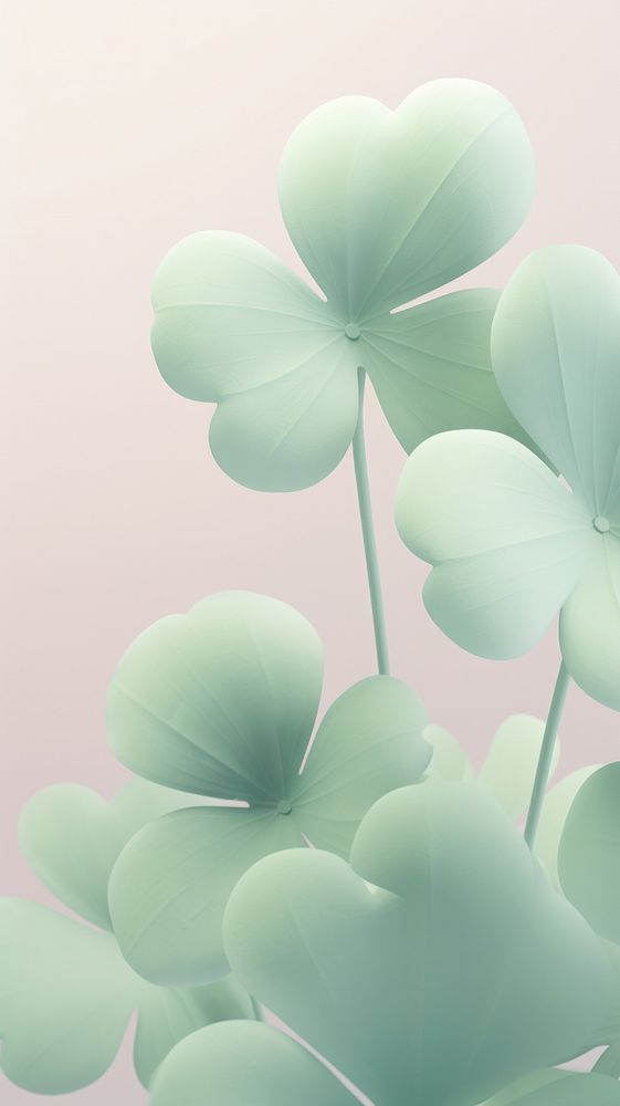 3D render green clovers pattern flower petal.