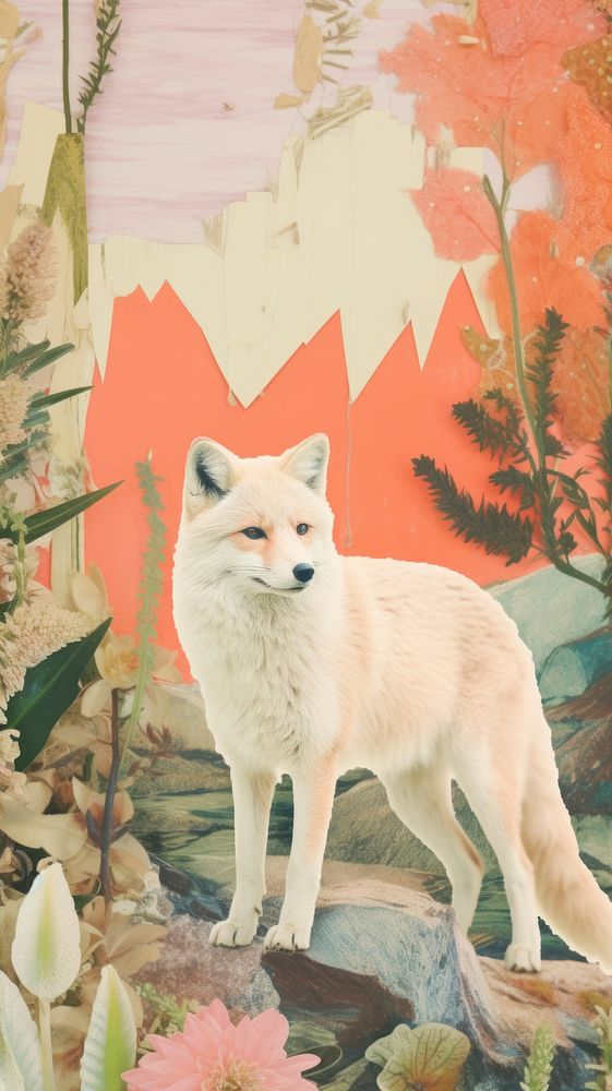 White fox art painting animal.