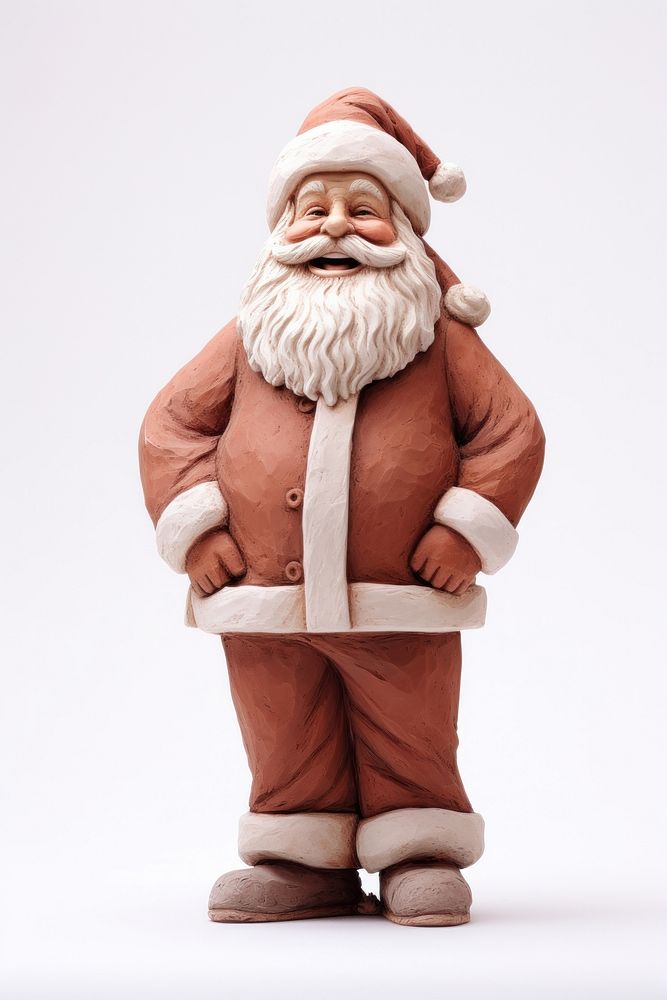 Santa claus made up of clay figurine white background representation.