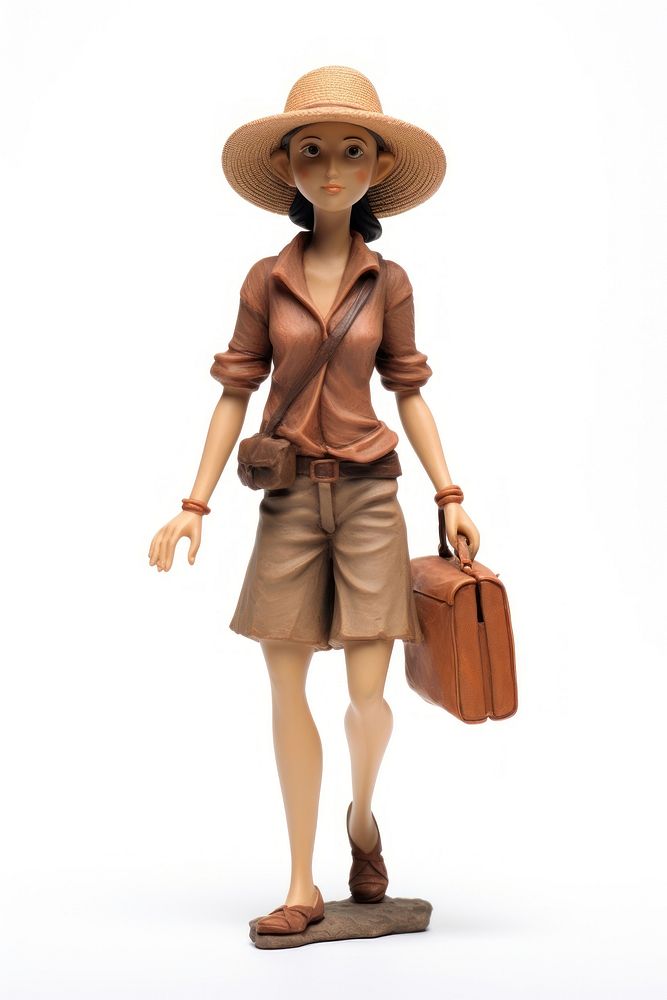 Tourist woman made up of clay figurine adult toy.