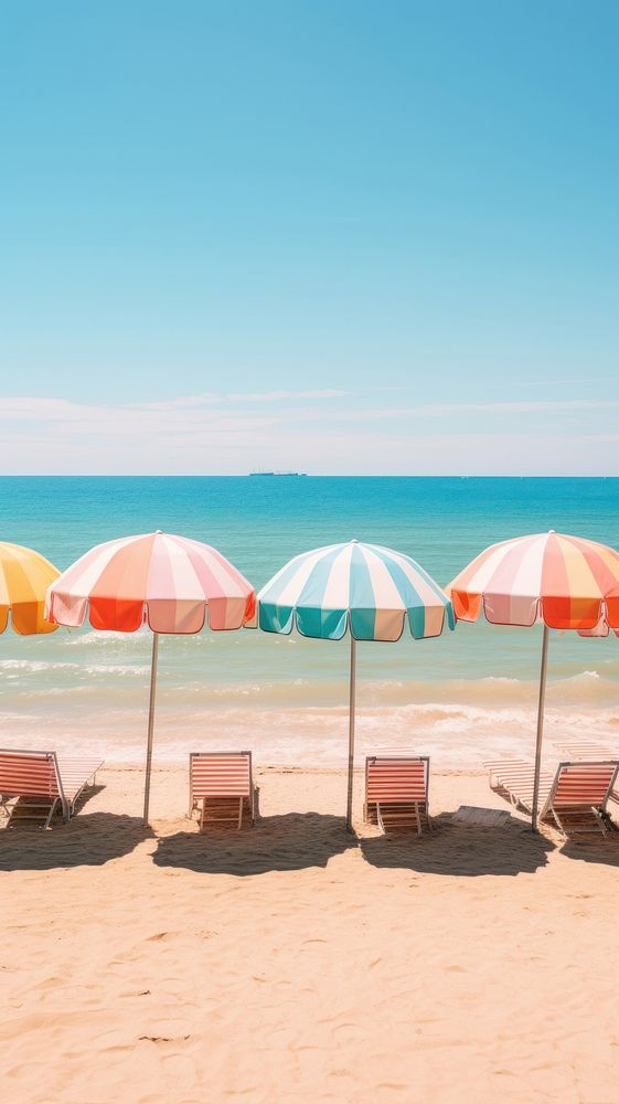 Beach umbrellas in beach outdoors horizon summer.