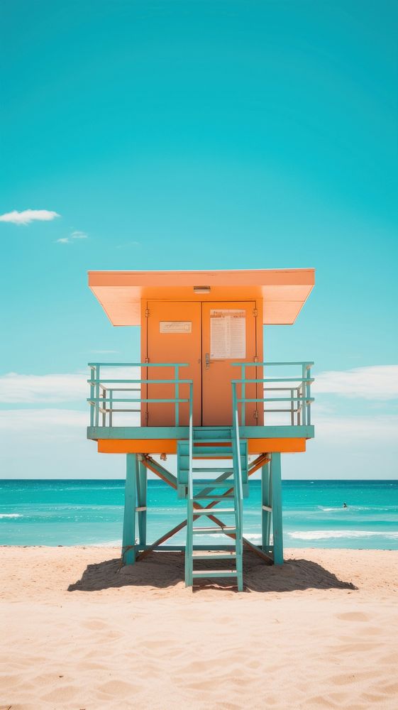 Lifeguard house in beach architecture building outdoors.