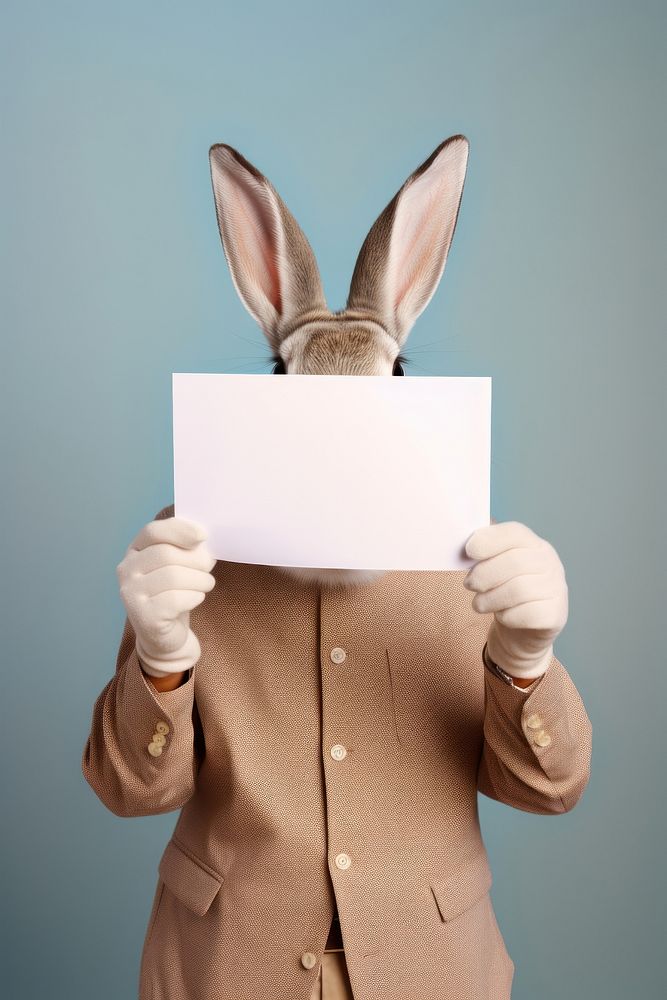 Rabbit paper portrait holding.