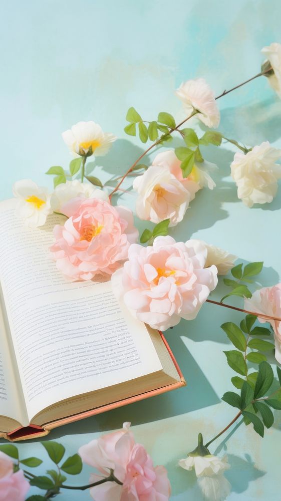 Book with flower publication blossom plant.
