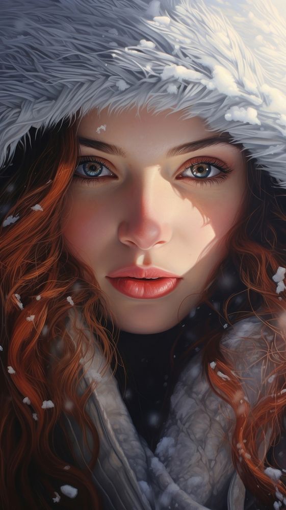 Beautiful winter portrait drawing photo.