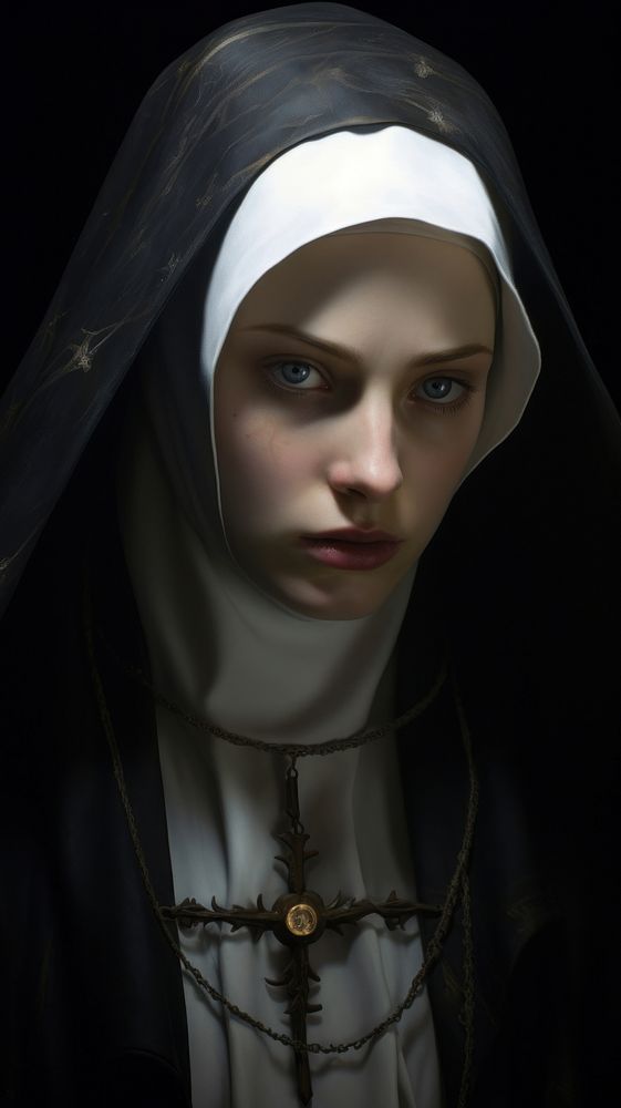 Beautiful holy nun portrait adult photo.