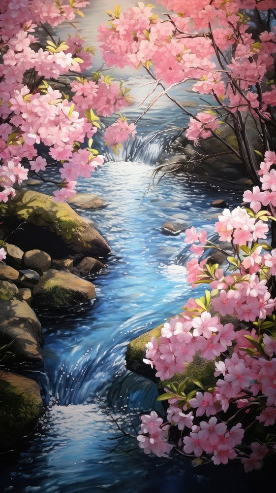 Beautiful spring outdoors painting blossom.