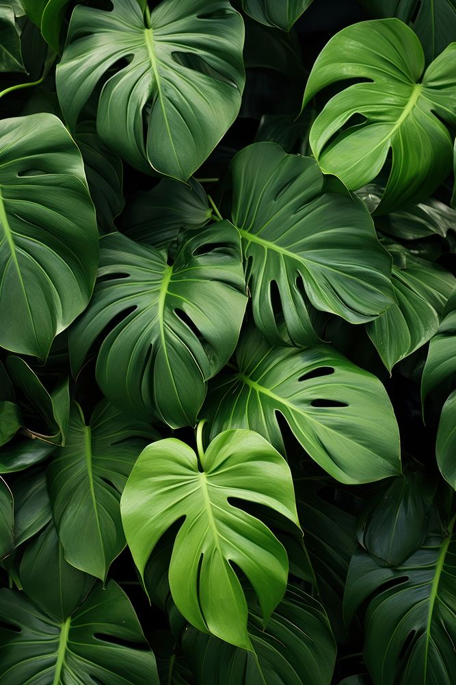 Fresh green Philodendron Xanadu leaves backgrounds plant leaf.