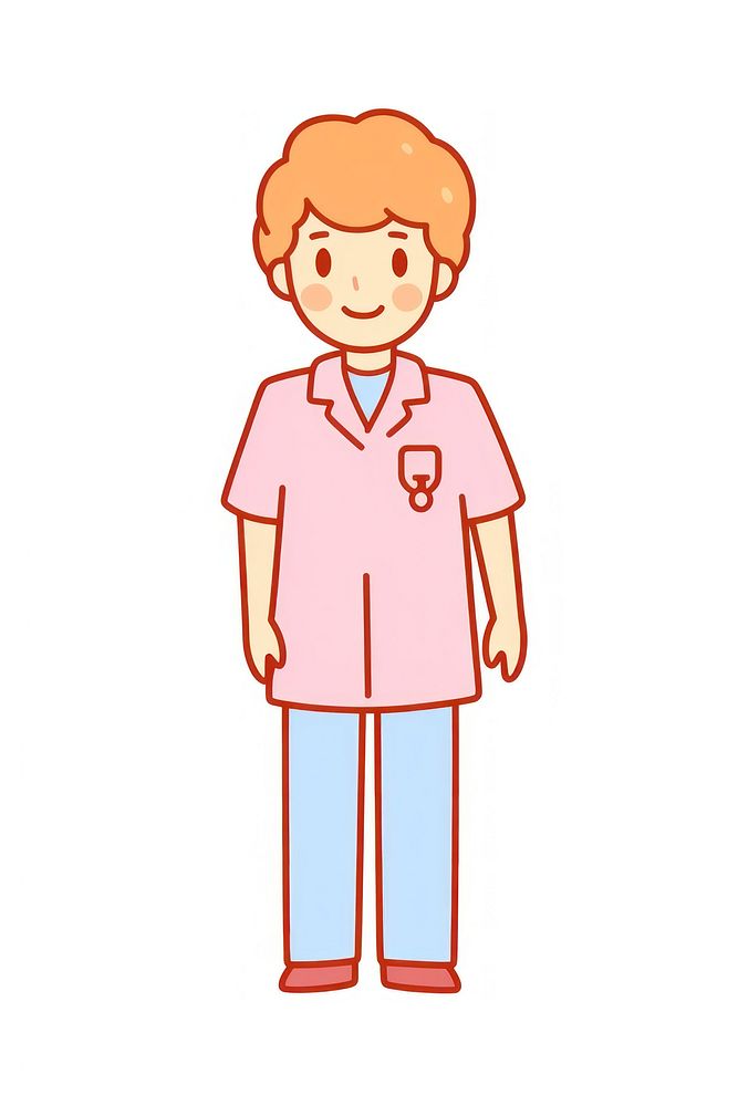 Doodle illustration man uniform cartoon nurse.
