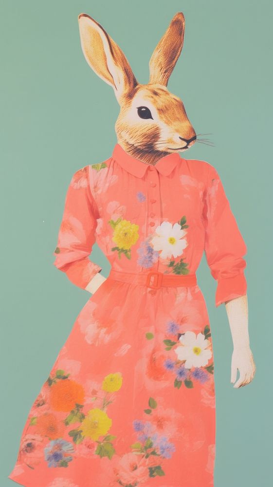 Dress fashion rabbit animal mammal art.