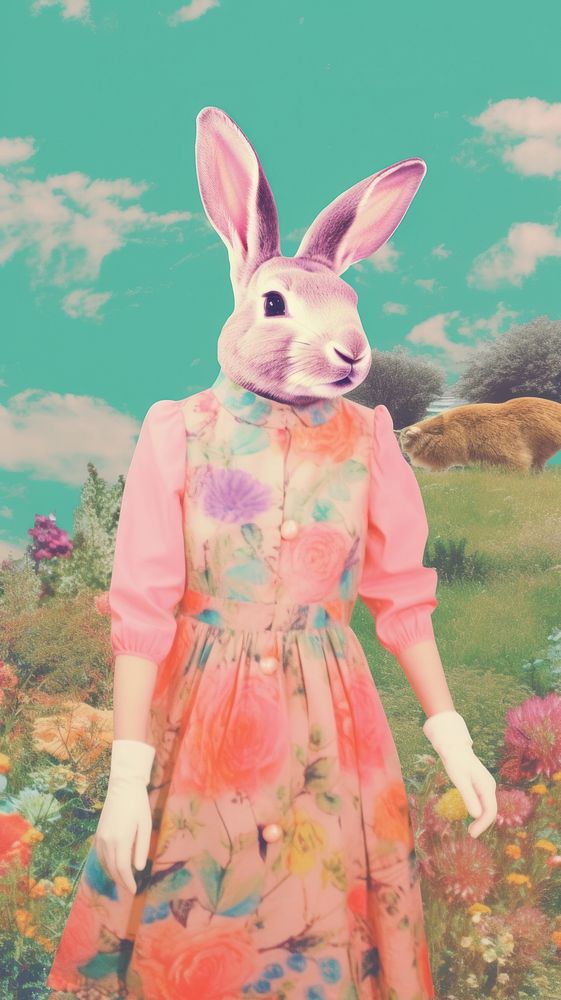 Dress fashion rabbit portrait outdoors animal.