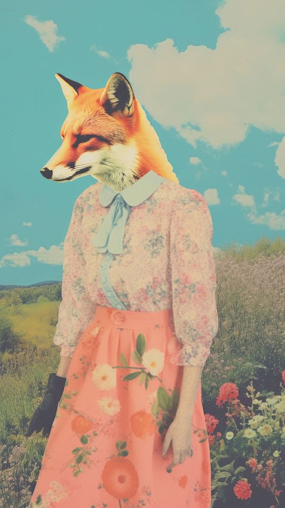 Fox on dress portrait animal mammal.