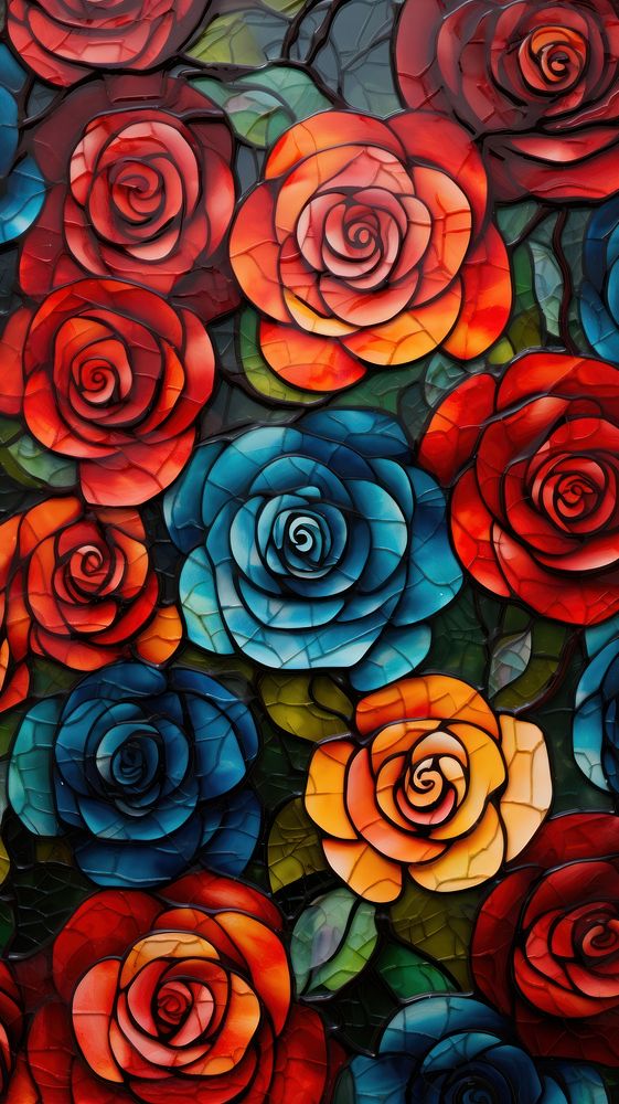 Mosaic roses pattern art backgrounds.