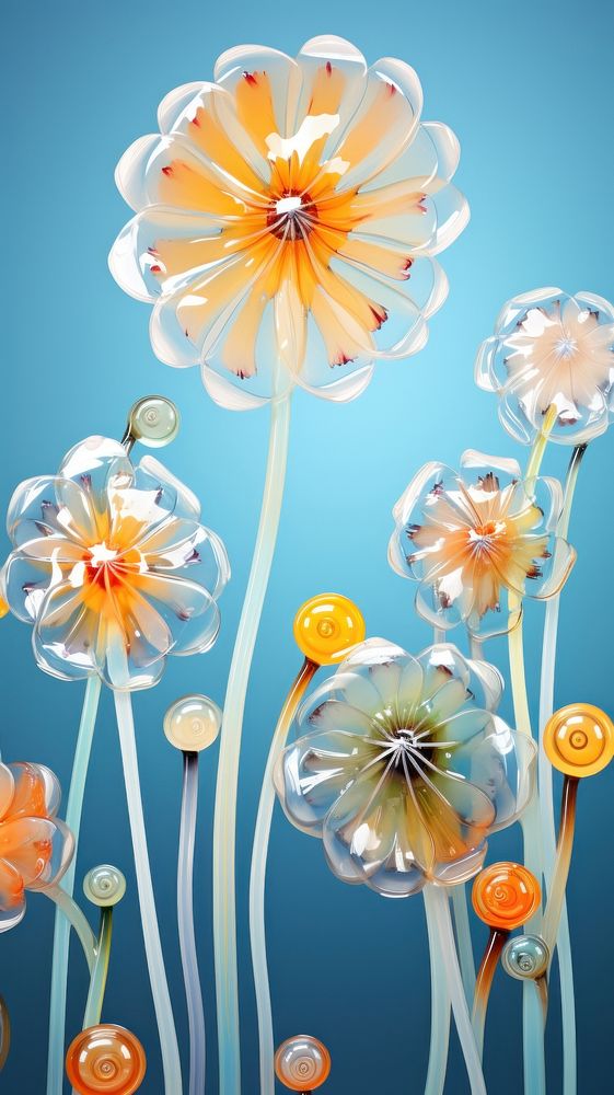 Fused glass flowers plant daisy art.