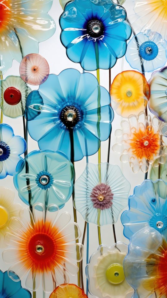 Fused glass flowers art backgrounds pattern.