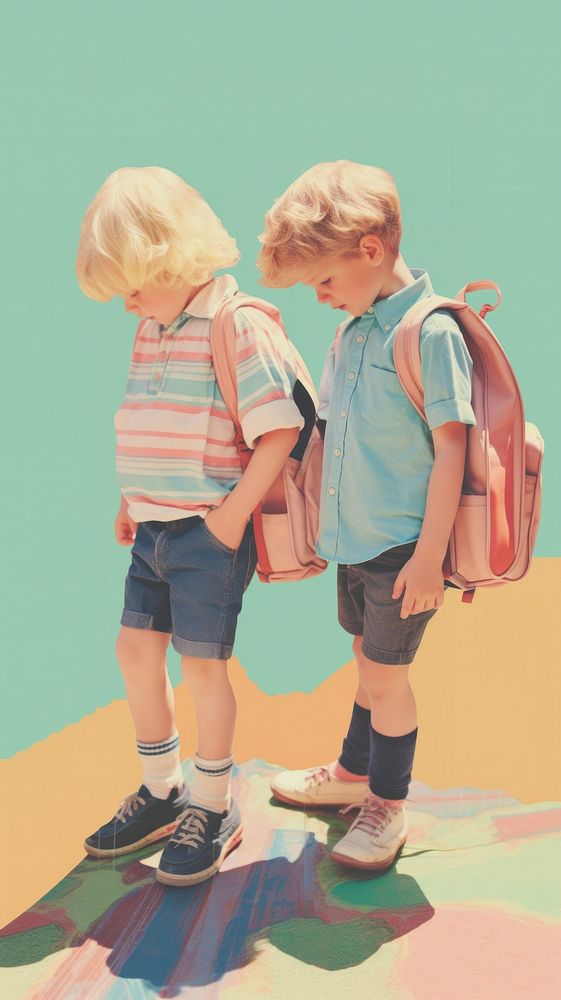 Kids with bag pack footwear backpack portrait.