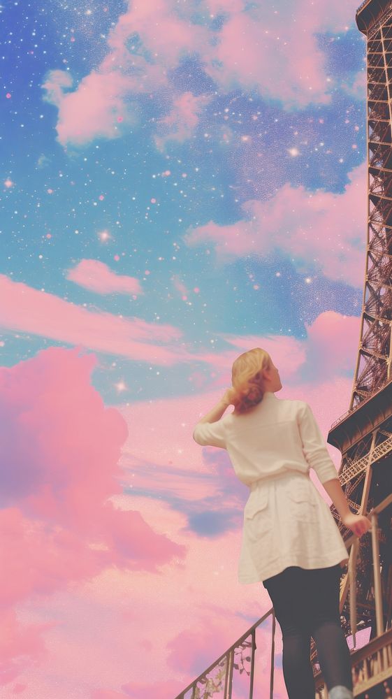 Paris with galaxy outdoors nature cloud.