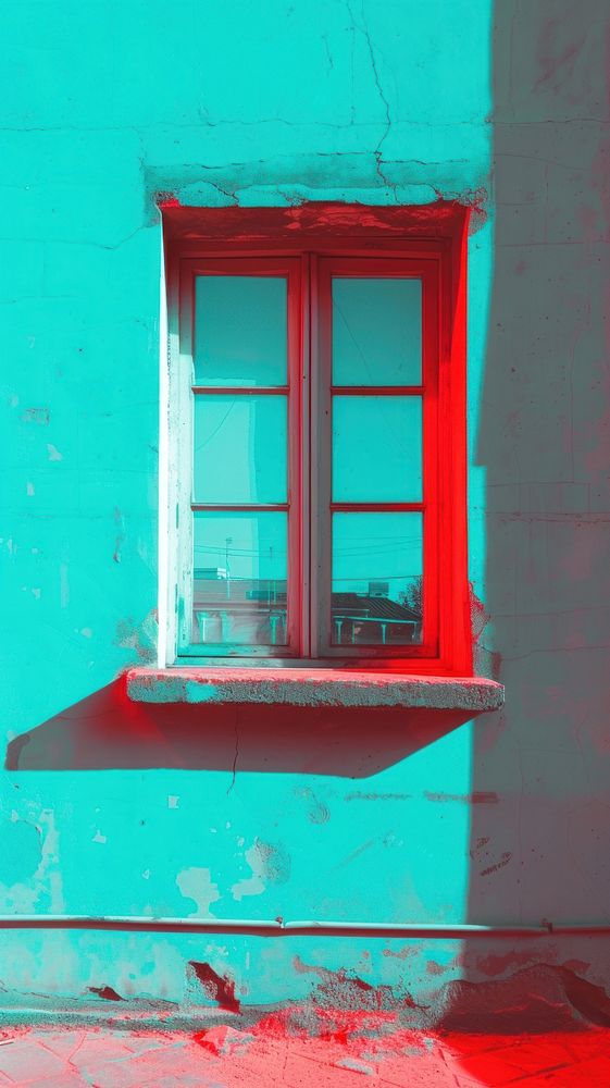 Anaglyph window red architecture transparent.