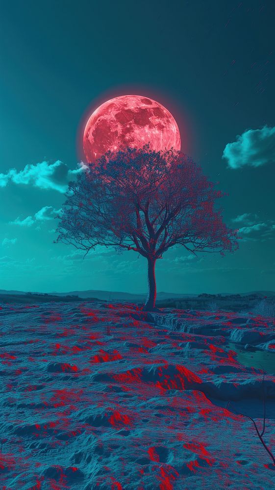 Anaglyph night moon astronomy outdoors nature.