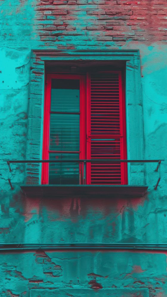 Anaglyph window shutter red architecture.