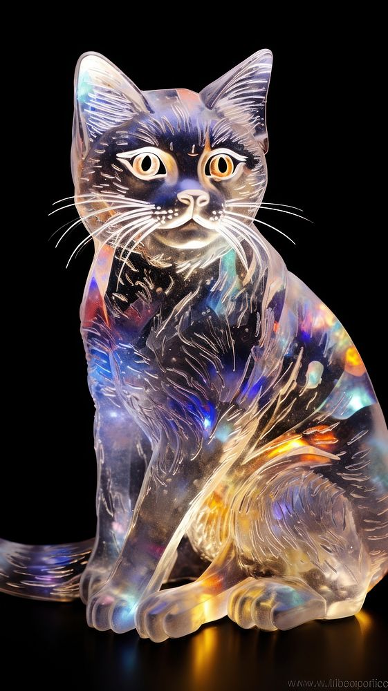 Cat glass fusing art animal mammal pet.