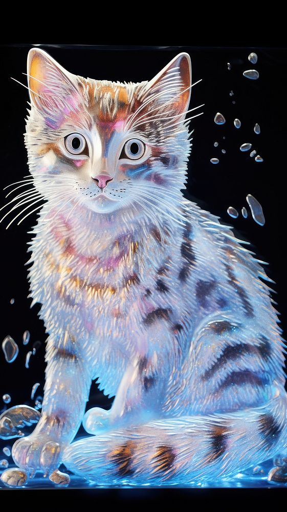Cat glass fusing art animal mammal kitten.