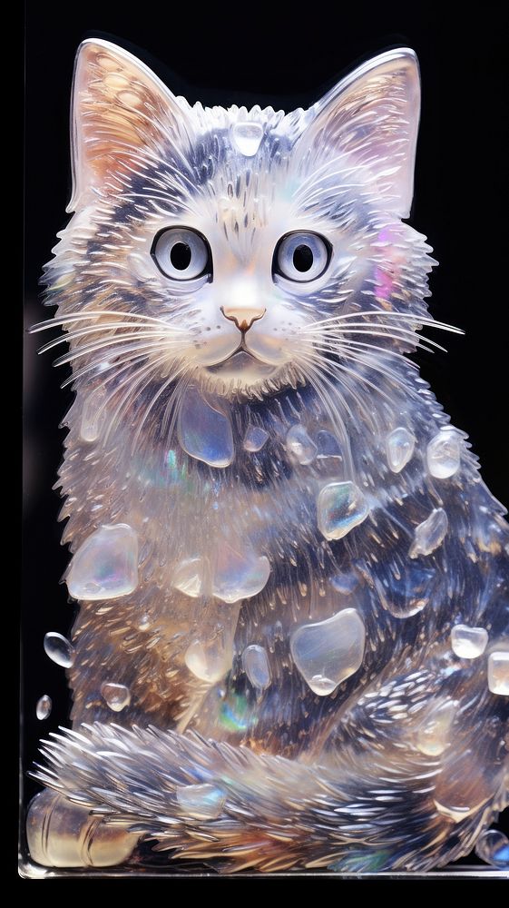 Cat glass fusing art animal mammal pet.