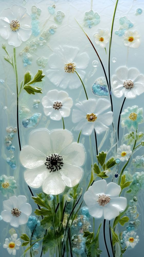 Field glass fusing art flower pattern nature.