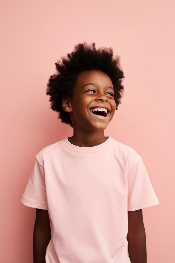 Happy black boy playing laughing t-shirt smile.