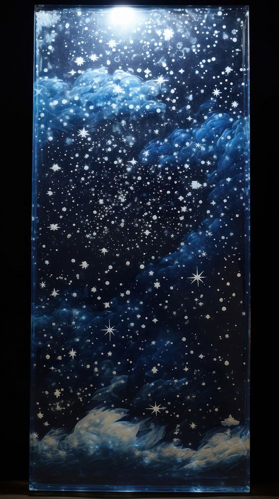 Night sky glass fusing art nature transparent blackboard.