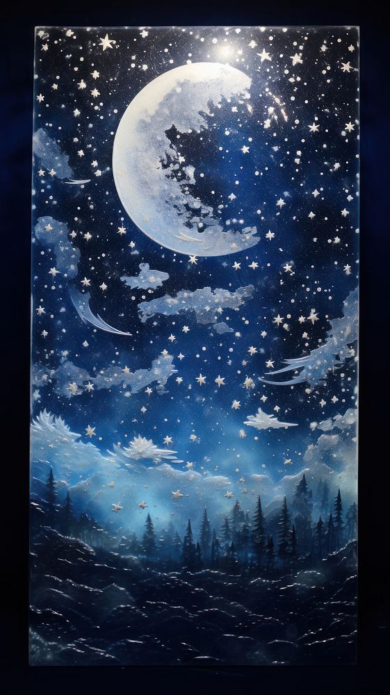 Night sky glass fusing art astronomy nature moon.