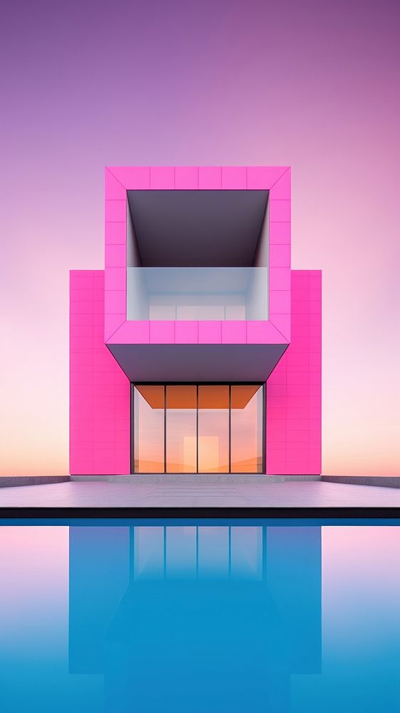 Beautiful minimalist architecture building outdoors purple.