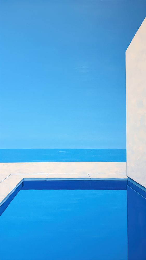 Beautiful blue pool outdoors horizon nature.