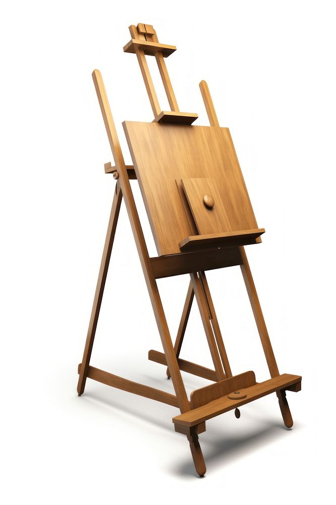 Wooden drawing easel canvas white background architecture.