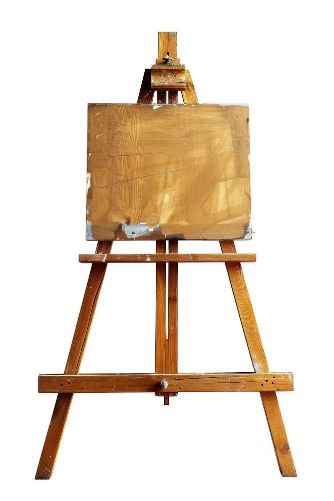 Wooden drawing easel brush white background architecture.