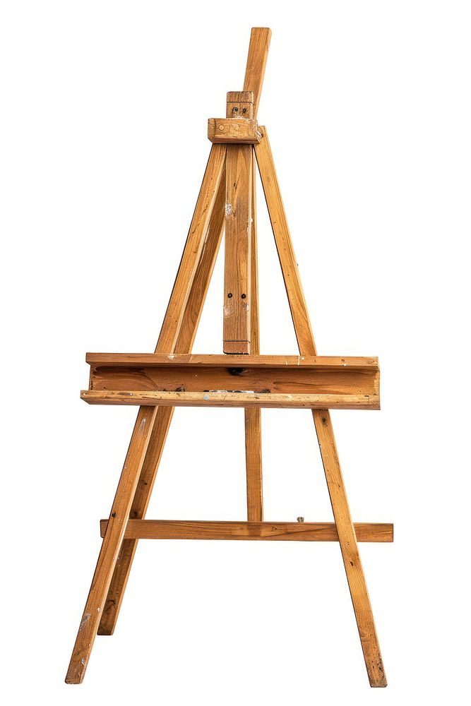 Wooden drawing easel canvas white background architecture.